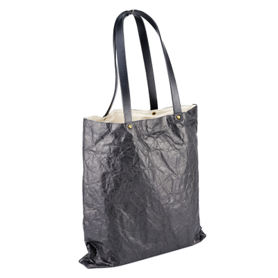 Eco-friendly Washable Heavy Duty Tyvek Bag with Canvas Inside PU Leather Handle 