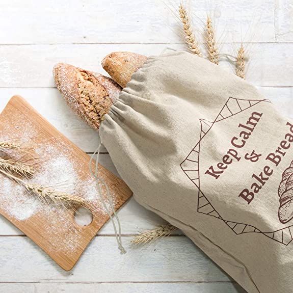 Reusable Eco Friendly Drawstring Sourdough Natural Storage Linen Bread Bags Loaf Storage Bags Manufacturer 