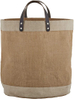 Jute with Leather Handles Tote Shopping Bag Extra Wide for Grocery Shopping Beach Outting Tote Eco Friendly Brown Manufacturer