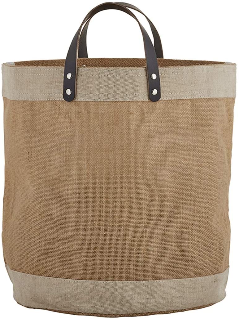 Jute with Leather Handles Tote Shopping Bag Extra Wide for Grocery Shopping Beach Outting Tote Eco Friendly Brown Manufacturer