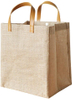  Burlap Tote Bags Blank Shopping Bag Jute Gift Bags Reusable Grocery Bag with PU Leather Handle 